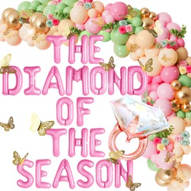 JeVenis - Banner floral de diamantes de la temporada, decoración de fiesta de té, decoración de despedida de soltera, suministros de fiesta de té alta, fiesta de jardín, despedida de soltera, fiesta