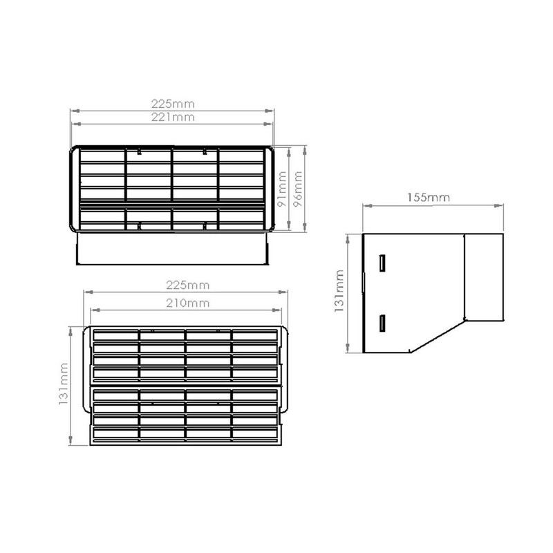 NaplesUK 220mm x 90mm Megaduct Flat Channel Ducting Double Airbrick