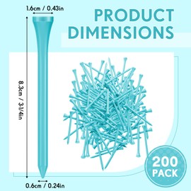 Jenaai 200 Pcs Golf Tees Bamboo Golf Tees Professional Golf Tees Bulk for Women Golf Club Accessories(3-1/4 Inch,Green)
