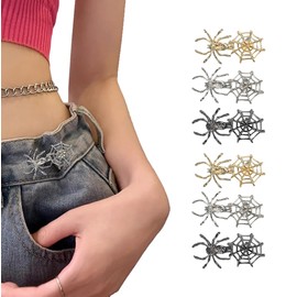 Pant Waist Tightener, 6 Sets Adjustable Web Button for Jeans, Instant Removable Jean Buttons for Loose Jeans, No Sewing Required Pant Clips for Waist Tightener, Button Pins for Pants