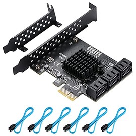 BEYIMEI PCIe SATA Card 6 Ports, 6 Gbps SATA 3.0 PCIe Card,PCIe to SATA Controller Expansion Card, SATA 3.0 Non-Raid,with 6 SATA Cables and Low Profile Bracket (ASMedia ASM1166 )