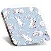 1 x Square Jumbo Size Coaster 12cm Cute Easter Bunny