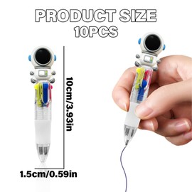 TEAONE Fun Cute Cartoon Ballpoint Pens, 10 PCS Mini 4-in-1 Multicolored Retractable Ballpoint Pens for Party Gifts, School Supplies