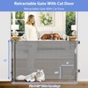 Retractable Dog Gate with Cat Door 55" Wide Retractable Pet