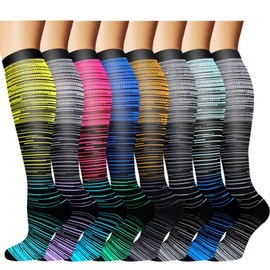 Graduated Medical Copper Compression Socks for Men & Women Circulation 8 Pairs 20-30mmHg - Best for Running Athletic Cycling