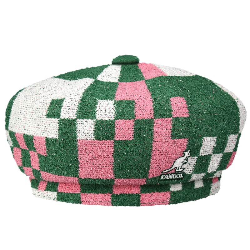 Kangol Pop Gingham Jax Beret - Turf Green/Pepto/L