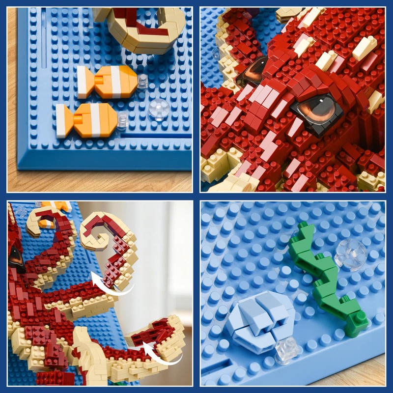 Octopus Wall Art Building Sets for Adults,3D Mini Octopus Building