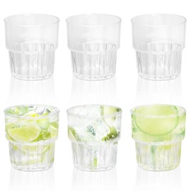 6 PCS Plastic Glasses, 6.76 OZ Clear Tumblers, 200ML Reusable Coffee Cup, Small Drinking Glasses for Adults, Acrylic Cocktail Cups for Home Camping BBQ