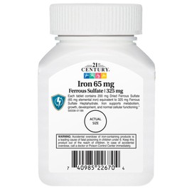 21st Century 21st Century Iron 65 Mg Ferrous Sulfate 325 Mg Tablets, 120 Count (Pack of 2)