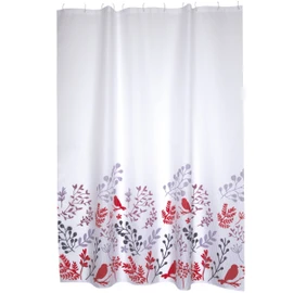MSV Cotexsa by Premium Anti-Schimmel Textil Duschvorhang - Anti-Bakteriell, waschbar, 100% wasserdicht, mit 12 Duschvorhangringen - Polyester, „Vögel“ Weiß 180x200cm – Made in Spa