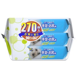 JOYPET Wet Wipes for Paws and Bottom for Pets, 270 sheets (90 sheets x 3 pack)
