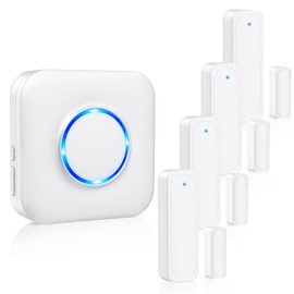 Door Chime, Satisure Door Sensor Chime When Door Opens, Door Entry Alarm for Business/Home/Office/Store with 600 FT Range 58 Chimes 5 Volume Levels LED Indicator (1 Receivers & 4 Sensors)