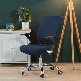 Sunnyway Stretch Chair Cover for Office Chair Washable Elastic Seat Cover Computer Office Chair Cover Universal Chair Covers Swivel Chair Covers Set for Office Chair Armrests Chair 2 Pieces Navy Blue