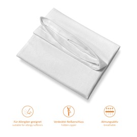 sleepling Evolon Encasing Side Sleeper Pillow 40 x 145 cm, Mite Cover, Mite Fece-Proof, House Dust Allergy Sufferers, Boil-Proof 95 Degrees, Made in Germany, White