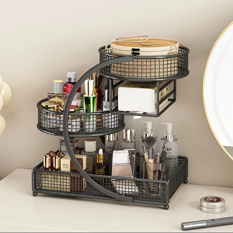 3 Tier Makeup Organizer Storage Retro Cosmetic Display Case Perfume