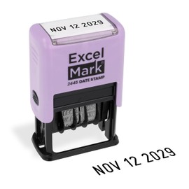 ExcelMark 2445 Date Stamp – Perfect for Shipping, Receiving, Expiration and Due Dates (Black Ink, Violet Mount)