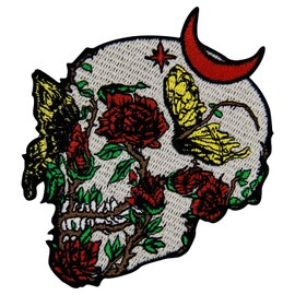 ZEGINs The Rose Skull Plant Skeleton Patch Embroidered Applique Badge Iron On Sew On Emblem