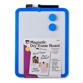Charles Leonard Framed Magnetic Dry Erase Board Combo Pack, Includes ONE, 8.5 x 11 Inch Whiteboard, Attached Marker with Eraser and 2 Magnets, Color May Vary (35200)