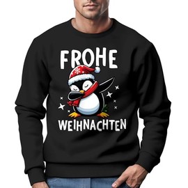 MoonWorks® Sweatshirt Men's Merry Christmas Jumper Funny Dabbing Christmas Motif Ugly Xmas Sweater, Penguin Dab Black
