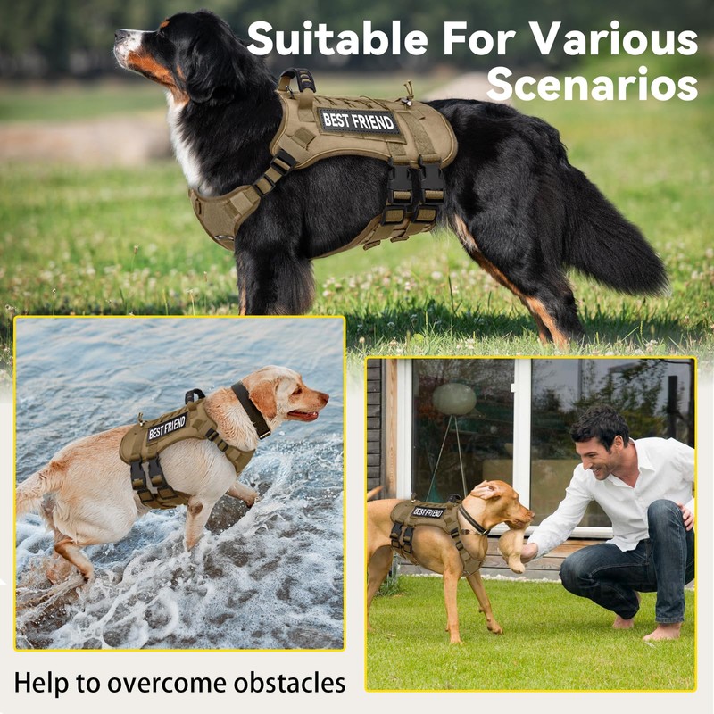 Xihan Tactical Dog Harness for Large Dogs,No Pull Adjustable Dog