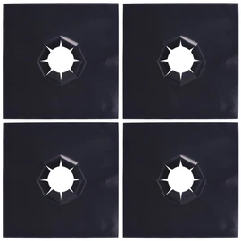 Non-Stick Gas Range Protectors - Reusable Aluminum Foil Gas Stove Burner Cover Protector Liner Clean Mat Pad - Set of 4 (black)