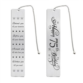 Jzxwan Happy 75th Birthday Gifts for Women Men, 75 Year Old Birthday Bookmark Gift for Her Him, 75 Bday Presents Decorations