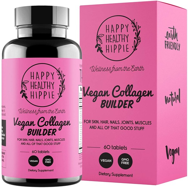 Vegan Collagen Builder – Glow Healthy, Grow Strong – 35 Powerful Plant Based Extracts Collagen, Keratin & Elastin Builder for Skin, Hair, Nails, Bones, Cartilage, Tendons – Non GMO – 60 Tablets