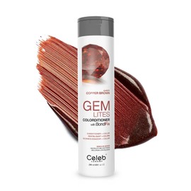 Celeb Luxury Gem Lites Colorditioner: Amber Copper Brown Hair Color Depositing Conditioner, BondFix Bond Rebuilder, 10 Traditional Colors, Stops Fade. Condition + Color, Cruelty-Free, 100% Vegan