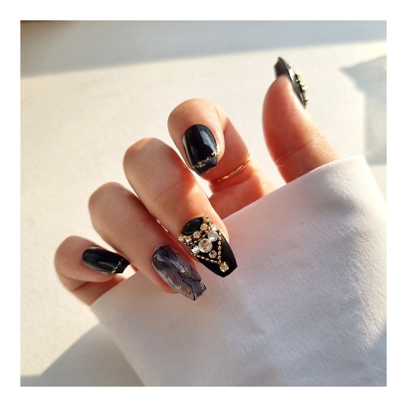 Black Queen Handmade Nail Tips - Oval / 블랙 퀸