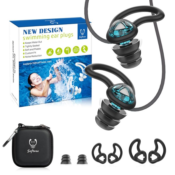 Swimming Ear Plugs with String, Blocks Out Water Lets Sound