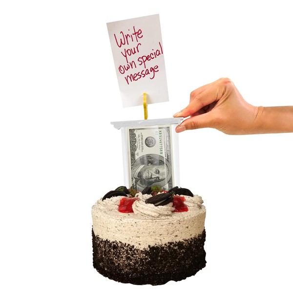 The Money Cake - Money Cake Pull Out Kit Includes 1 Money Box 1 Plastic Roll 50 Transparent Bag Connected Pocket, and Card Holder Cake Topper for Birthday and Graduation Parties
