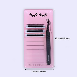 Acrylic Tray for Strip Lash Application - Pastel Pink Lash Holder for Eyelash Extensions - Lash Tile Stand with Convenient Numbered Lines - Magnetic Tweezer Holder and Lash Holder
