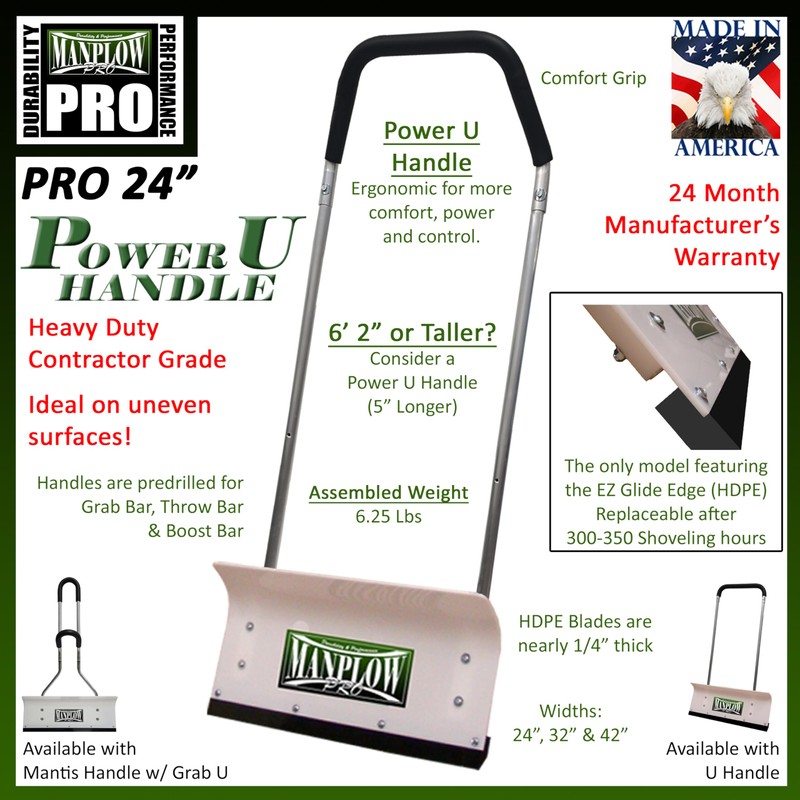 MANPLOW PRO Snow Pushers (PRO with Power U Handle Upgrade,