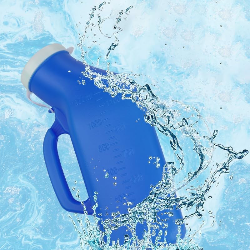 Men's Portable Urinal with Lid 1200ml Capacity Plastic Urine Bottle