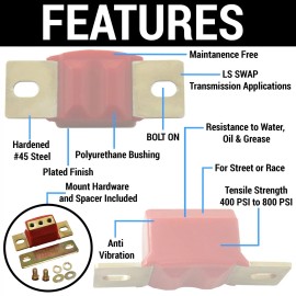 Helix Red Polyurethane GM LS Swap Transmission Mount Kit For 4.8 5.3 6.0 4l60e 4l80e