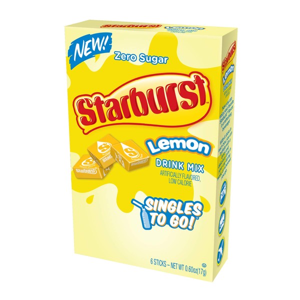 Starburst Singles To Go Zero Sugar Drink Mix, Lemon, 6