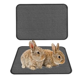 Niwaes Rabbit Scratching Pad 2 Pack Natural Sisal Bunny Scratcher Mat Bunny Scratch Foot Pad Small Animal Grinding Claw Pad Rug for Guinea Pigs Chinchillas (Gray)