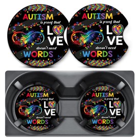 2 Pack Car Coasters for Cup Holders,Autism Awareness Car Cup Holder Coasters,2.75" Universal Size Anti Slip Rubber Mat,Automotive Interior Accessories,Automotive Cup Holder Decor,Gifts for Autism