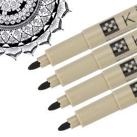 PATIKIL Micro Pen Fineliner Pens, 4Pcs 1mm Medium Point Drawing Pens Waterproof for Archival Artist Calligraphy Illustration Journaling Sketch, Black