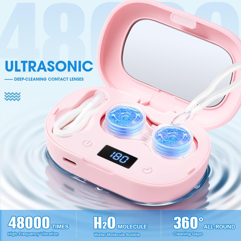 Portable Contact Lens Cleaner with Blue Light,LXIANGN Rechargeable Contact Lens