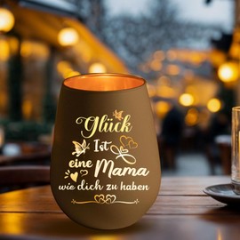 Mama Geschenk, Windlichter mit Gravur Dankeschön Geschenke für Mama, Muttertagsgeschenke für Mama, Geburtstagsgeschenk Weihnachtensgeschenk, Ostergeschenke für Beste Bonus Mama (Weiß-Mama)
