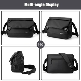 Jemmsia Men's Anti-theft Sling Bag,Waterproof Chest Shoulder bags Crossbody Sling Backpack for Men Lightweight Large Casual Daypack Messenger Bags for Teens Hiking Daily Use Travel School,Grey