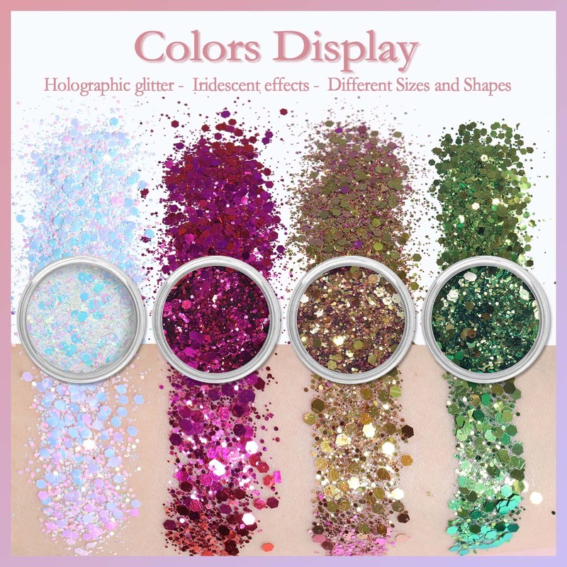 Allstarry Holographic Chunky Body Glitter 4 Colors Cosmetic Face Glitter