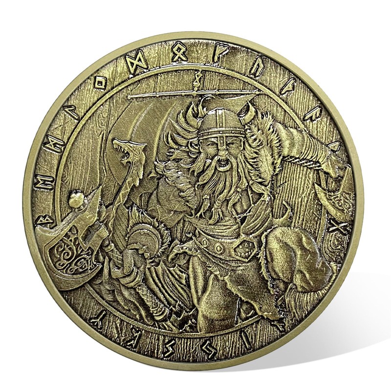 AtSKnSK Nordic Viking Coin, Viking Symbol, Rune Challenge Coin, Medallion,