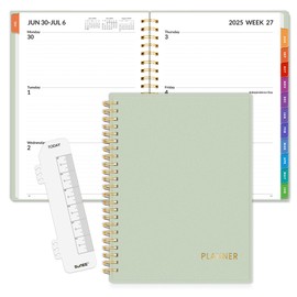 SUNEE Academic Planner 2025-2026 Weekly and Monthly, July 2025-June 2026, 6.4"x8.3", Tabs, Note Pages, Pockets, Bookmark, Flexible Cover, Spiral Binding, Sage Green