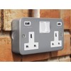 13 Amp Metal Clad Socket 2 Gang Switched Socket 250v