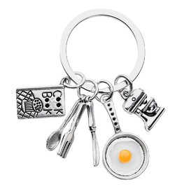 Chef Keychain Accessories Food Cooking Gifts for Women Men Chef Birthday Gifts for Mom Dad Cook Lover Gifts Keychain for Bag Accessories Charms for Handbags Car Key Chain for Backpacks Bake Keychains