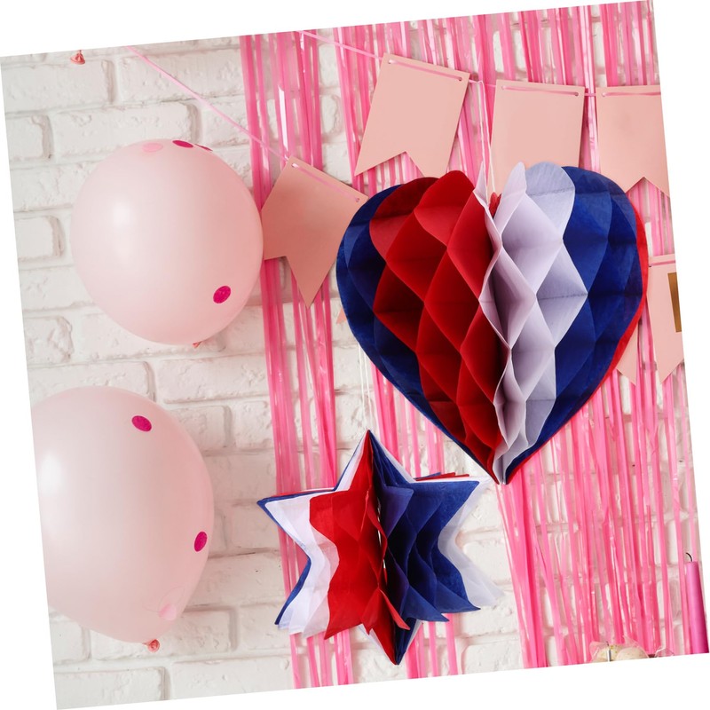 iplusmile 4pcs Independence Day Honeycomb Ornaments Patriotic Decorations for July