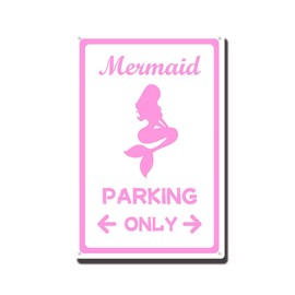 THUANCKY Metal Sign Mermaid Parking Sign Mermaid Lover Gift Mermaid Decor Mermaid Aluminum Metal Sign Tin Sign for Garage Bar Restaurant Home BBQ 8x12inch Tin Sign