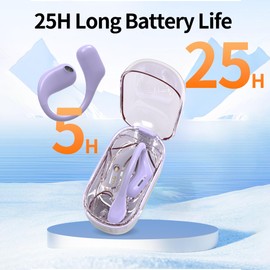 AMAFACE - Auriculares inalámbricos Bluetooth de 36 horas de tiempo de reproducción inalámbrica, auriculares estéreo de alta fidelidad, con gancho para las orejas, auriculares impermeables con micrófono para deportes, correr, entrenamiento, color morado